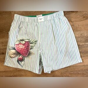 American Eagle Outfitters Striped Boxer Shorts with strawberry applique sz SP